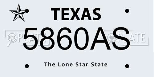 5860AS Texas License Plate