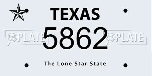 5862 Texas License Plate