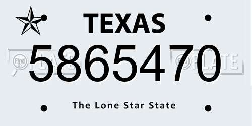 5865470 Texas License Plate
