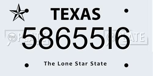 58655I6 Texas License Plate