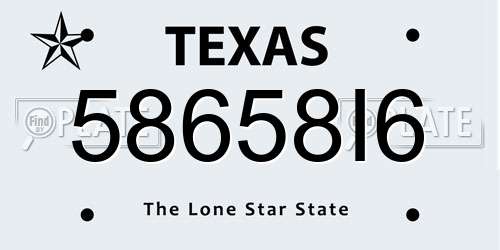 58658I6 Texas License Plate