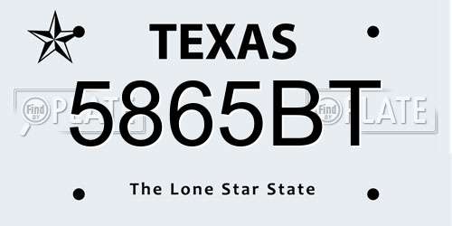 5865BT Texas License Plate