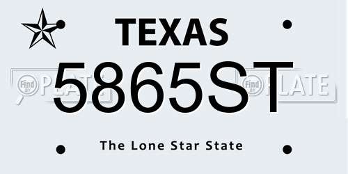 5865ST Texas License Plate