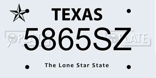 5865SZ Texas License Plate