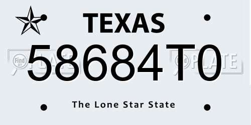 58684T0 Texas License Plate
