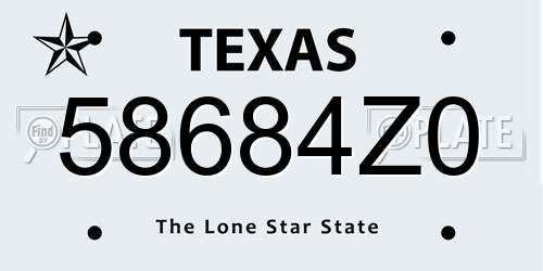 58684Z0 Texas License Plate