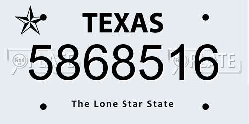 5868516 Texas License Plate