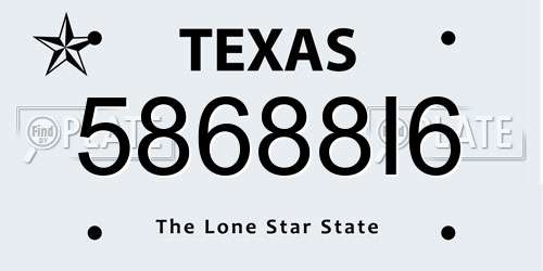 58688I6 Texas License Plate