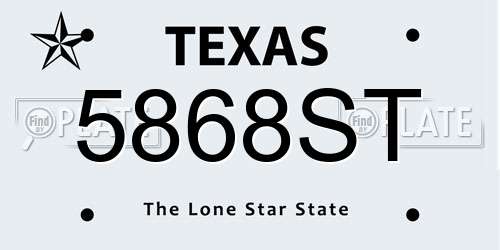 5868ST Texas License Plate