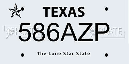 586AZP Texas License Plate