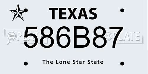 586B87 Texas License Plate