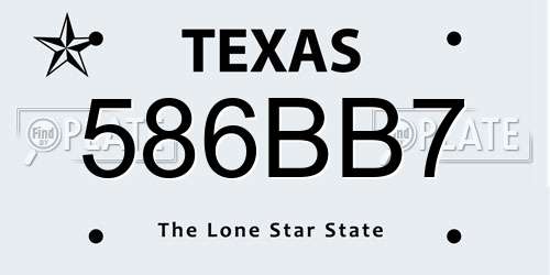586BB7 Texas License Plate
