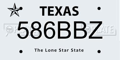 586BBZ Texas License Plate