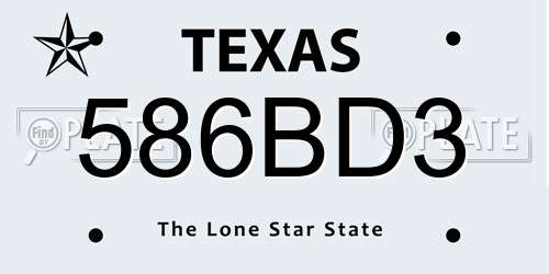 586BD3 Texas License Plate