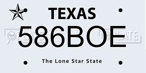 586BOE Texas License Plate