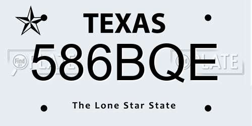 586BQE Texas License Plate