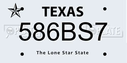 586BS7 Texas License Plate