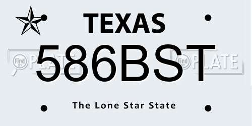 586BST Texas License Plate