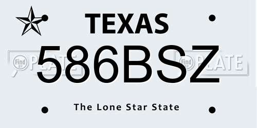 586BSZ Texas License Plate