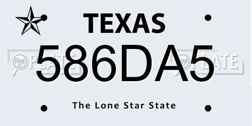 586DA5 Texas License Plate