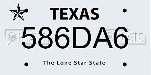586DA6 Texas License Plate