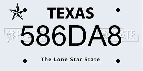 586DA8 Texas License Plate