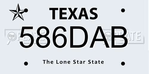 586DAB Texas License Plate