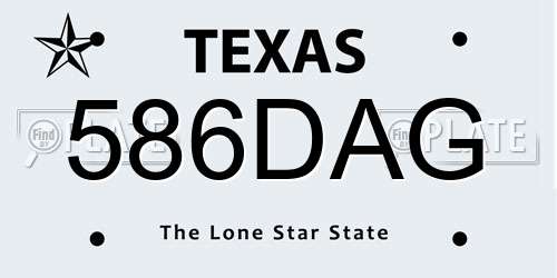 586DAG Texas License Plate