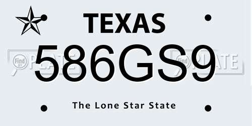 586GS9 Texas License Plate