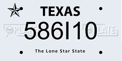 586I10 Texas License Plate