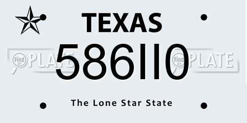 586II0 Texas License Plate