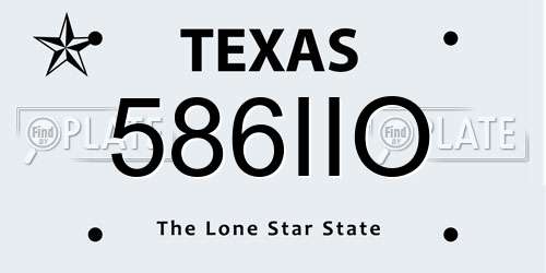 586IIO Texas License Plate