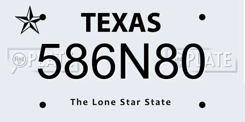 586N80 Texas License Plate