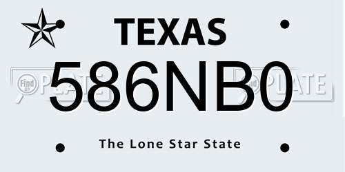 586NB0 Texas License Plate
