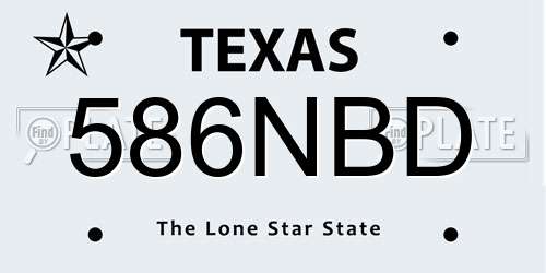 586NBD Texas License Plate