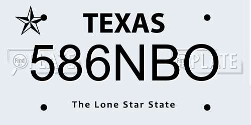 586NBO Texas License Plate