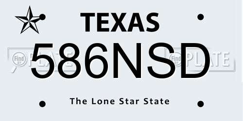586NSD Texas License Plate