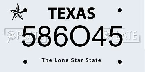586O45 Texas License Plate