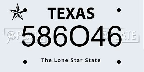 586O46 Texas License Plate