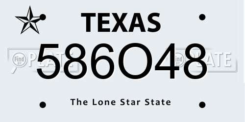 586O48 Texas License Plate