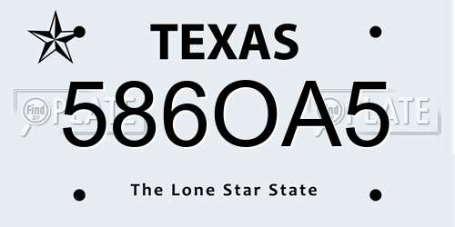 586OA5 Texas License Plate