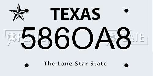 586OA8 Texas License Plate