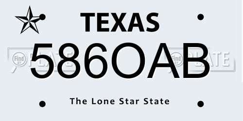 586OAB Texas License Plate