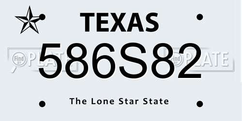 586S82 Texas License Plate