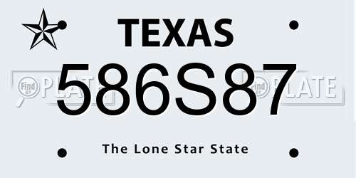 586S87 Texas License Plate