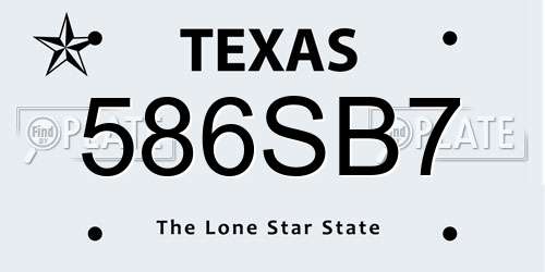 586SB7 Texas License Plate