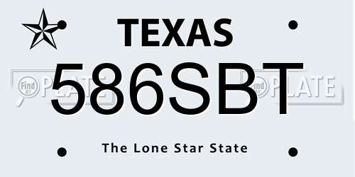 586SBT Texas License Plate