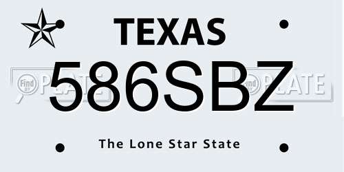 586SBZ Texas License Plate