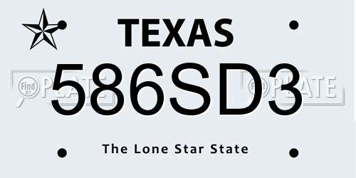 586SD3 Texas License Plate