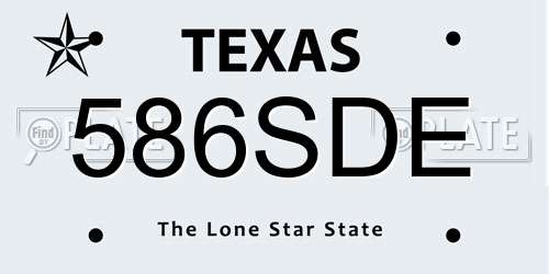 586SDE Texas License Plate
